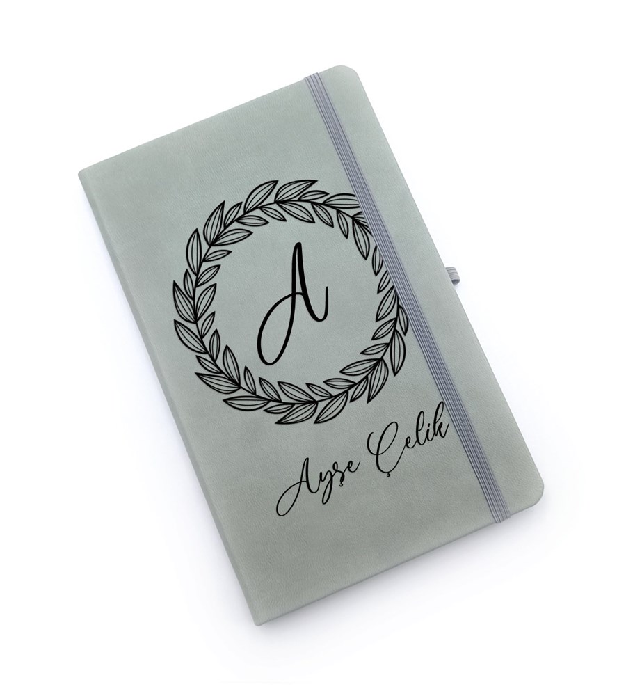 Kişiye Özel Çelik Bardak Termos & Defter & Kalem Hediye Seti (Gri)