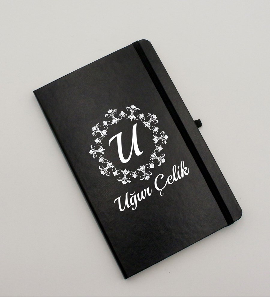 Kişiye Özel Siyah Defter& Siyah Bardak Termos & Cüzdan &Kalem Hediye Seti