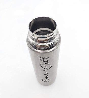 Kişiye Özel 500 ML Deri Çantalı Gri Çelik Termos