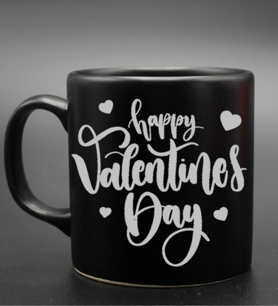 Sevgililer Gününe Özel Gold & Gümüş Happy Valentines Day Baskılı Siyah Kupa (Model 1)