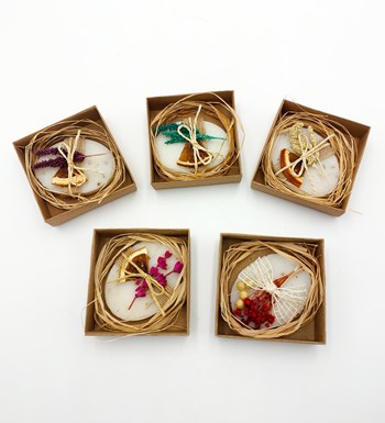 Yılbaşı Tasarımlı Kanvas Makyaj Çantası & Çam Ağacı & Pastel Oje & Kokulu Sabun Hediye Seti