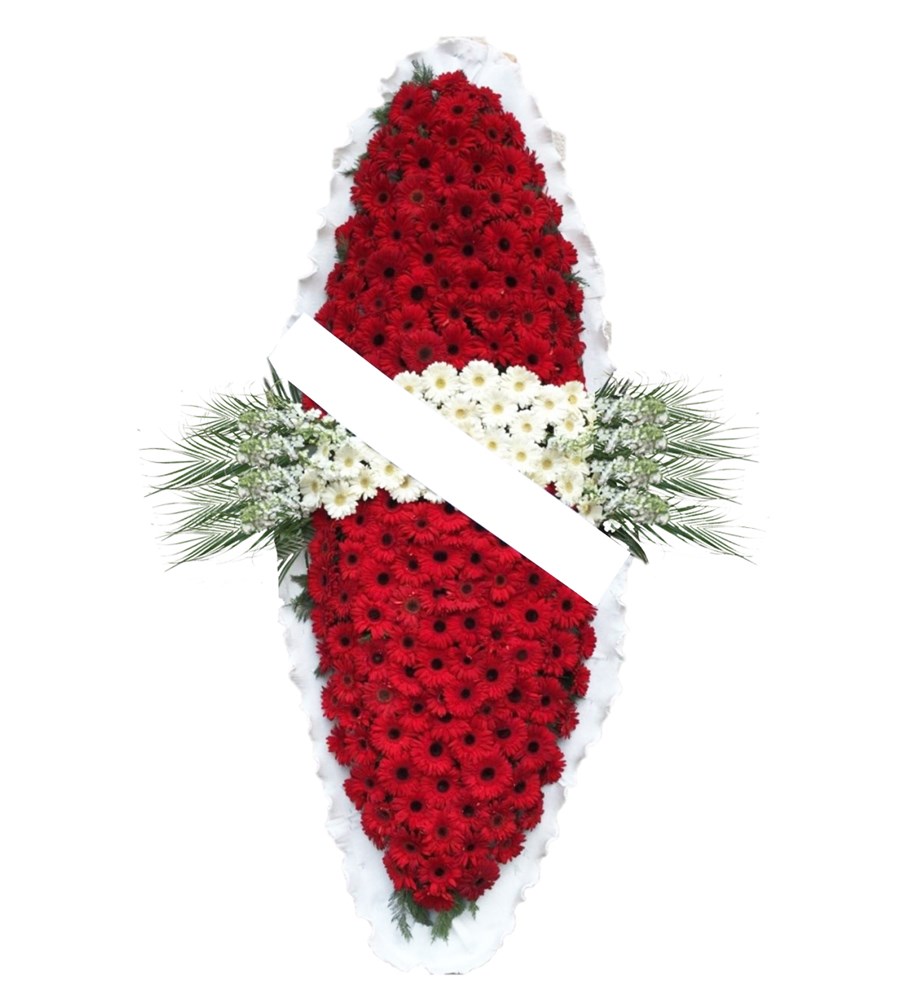 Büyük Boy Kırmızı Ve Beyaz Gerbera Çelenk