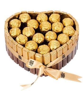 Büyük Kalp Golden Merci Serisi Rocher Çikolata