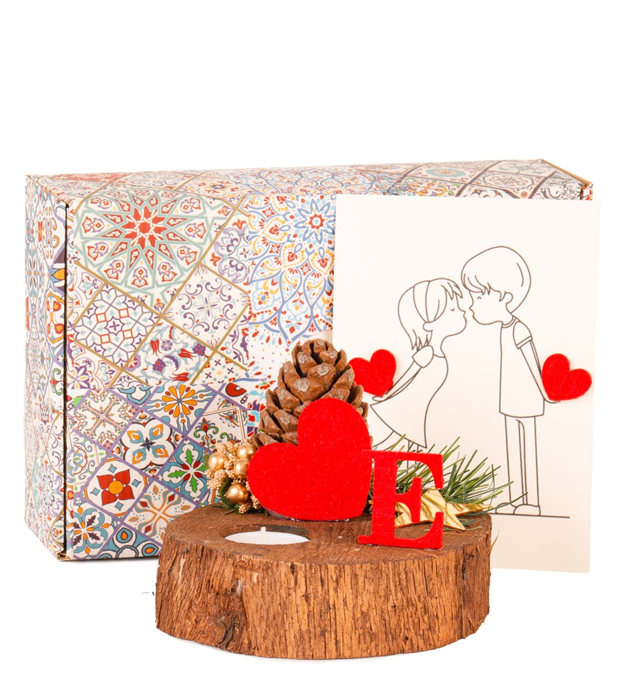 Kişiye Özel Keçe Harf Baskılı Tealight Mum ve Sevgililer Günü Hediye Kartı Tasarım