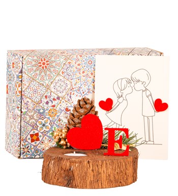 Kişiye Özel Keçe Harf Baskılı Tealight Mum ve Sevgililer Günü Hediye Kartı Tasarım