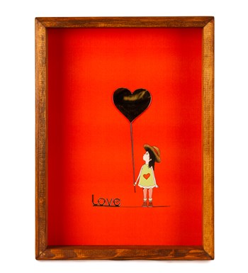 Sevgililer Günü Özel Aynalı Love ve Kalpli Ahşap Çerçeve