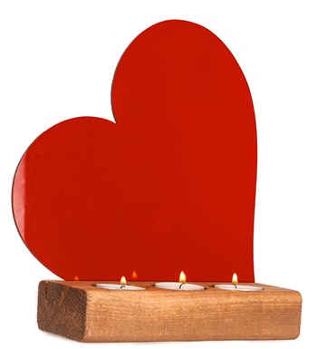 Kırmızı Kalpli Pleksi 3'lü Tealight Mum