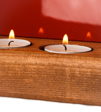 Kırmızı Kalpli Pleksi 3'lü Tealight Mum