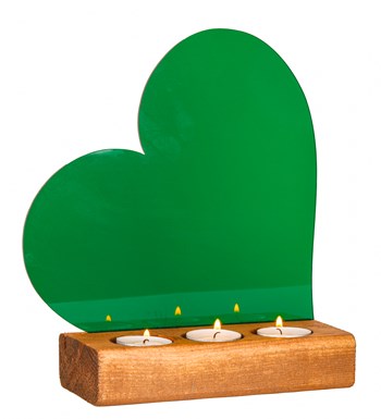 Yeşil Kalpli Pleksi 3'lü Tealight Mum