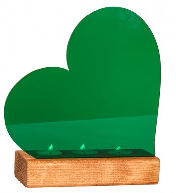 Yeşil Kalpli Pleksi 3'lü Tealight Mum