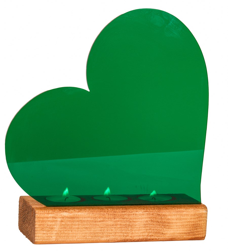 Yeşil Kalpli Pleksi 3'lü Tealight Mum