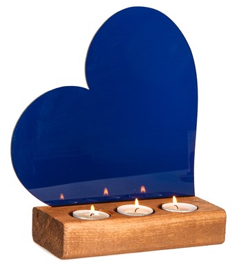 Lacivert Kalpli Pleksi 3'lü Tealight Mum