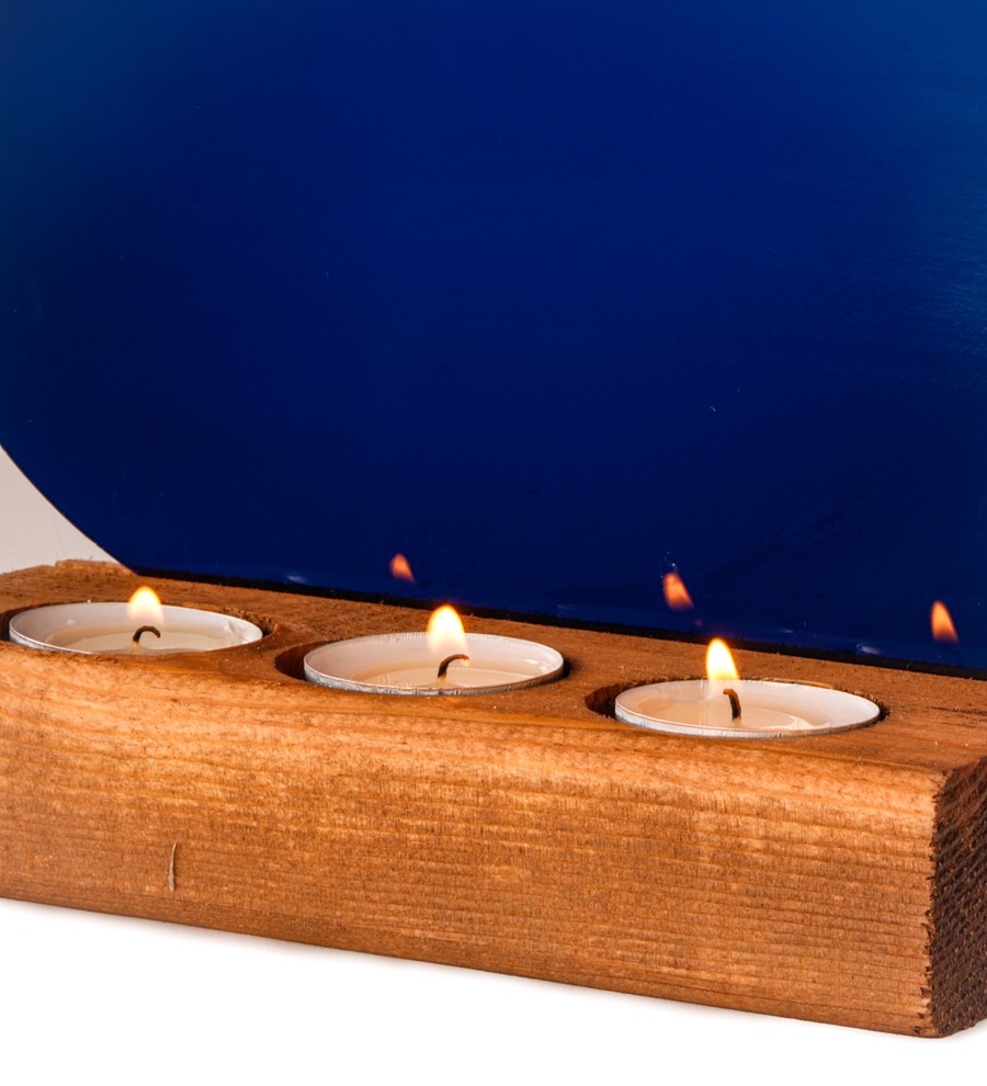 Lacivert Kalpli Pleksi 3'lü Tealight Mum