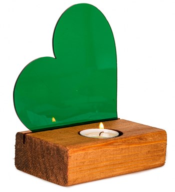 Yeşil Kalpli Pleksi Küçük Tealight Mum