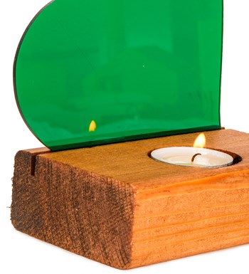 Yeşil Kalpli Pleksi Küçük Tealight Mum