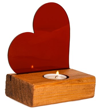 Kırmızı Kalpli Pleksi Küçük Tealight Mum