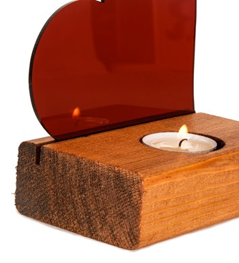 Kırmızı Kalpli Pleksi Küçük Tealight Mum
