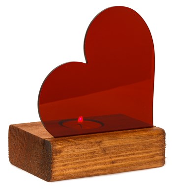 Kırmızı Kalpli Pleksi Küçük Tealight Mum