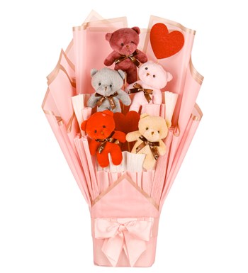 Pink Serisi - Renkli Peluş Ayıcık Buketi