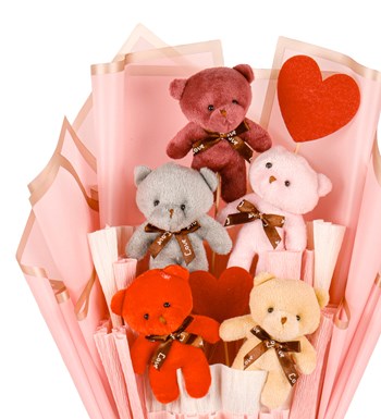 Pink Serisi - Renkli Peluş Ayıcık Buketi