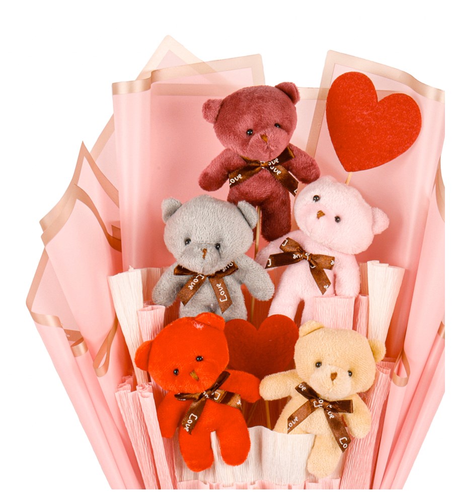 Pink Serisi - Renkli Peluş Ayıcık Buketi