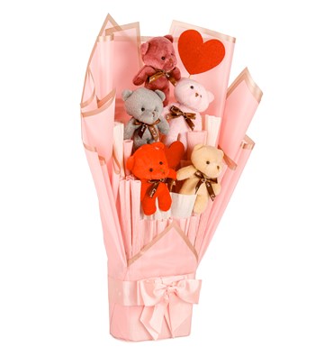 Pink Serisi - Renkli Peluş Ayıcık Buketi