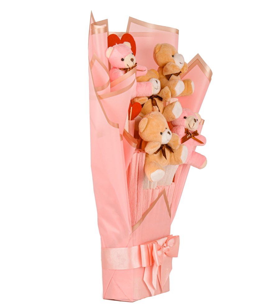 Pink Serisi - Kahverengi ve Pembe Ayıcık Buketi
