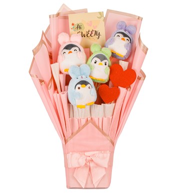Pink Serisi - Sevimli Penguenler Buketi
