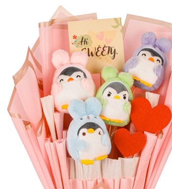 Pink Serisi - Sevimli Penguenler Buketi