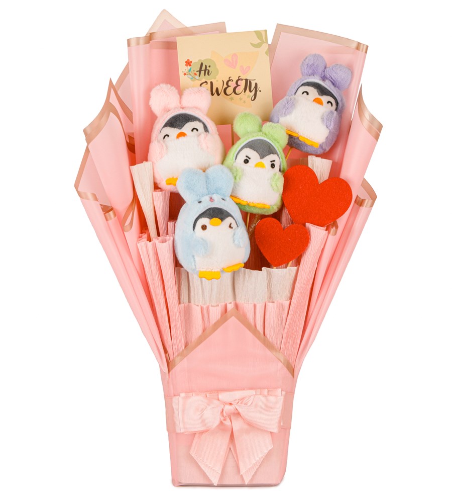 Pink Serisi - Sevimli Penguenler Buketi