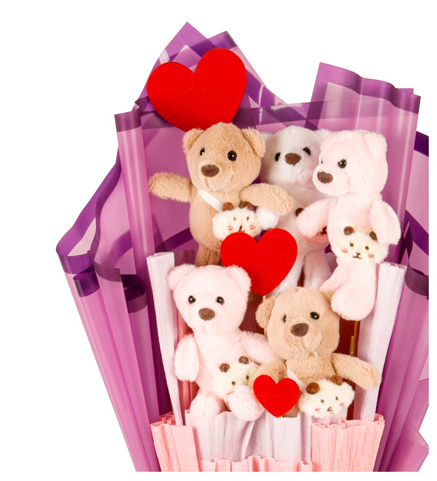 Purple Serisi - Çantalı Peluş Ayıcık Buketi