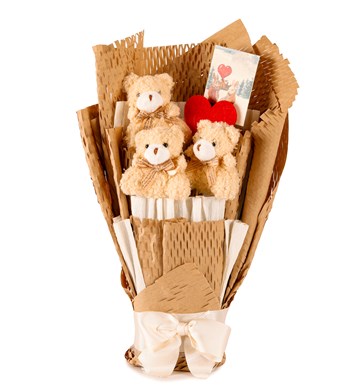Little Kraft Serisi - Sevimli Peluş Ayıcıklar Buketi
