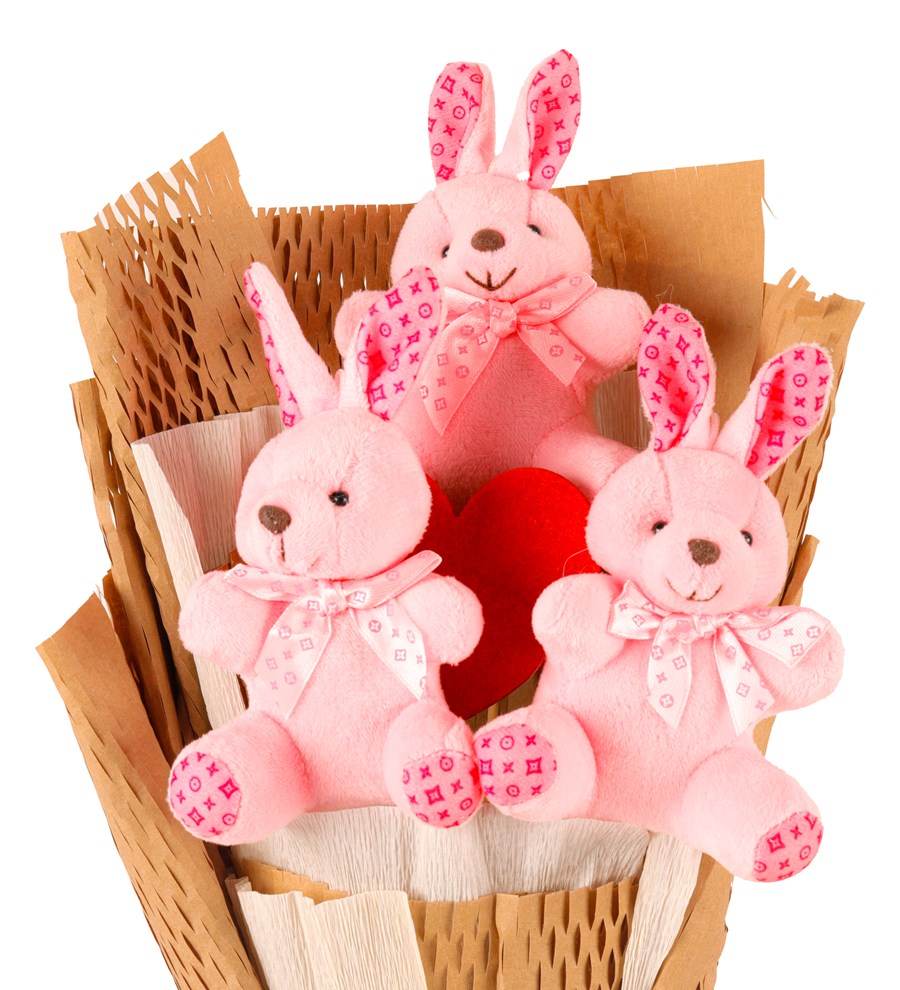 Little Kraft Serisi - Pembe Peluş Tavşan Buketi