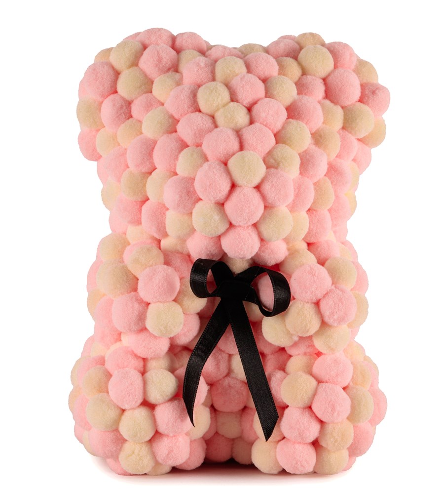 Little Teddy Pompom Bear - Pembe ve Krem Ponpon Ayıcık