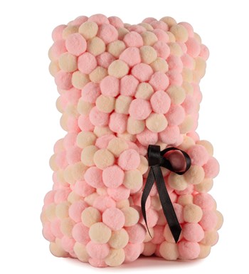 Little Teddy Pompom Bear - Pembe ve Krem Ponpon Ayıcık