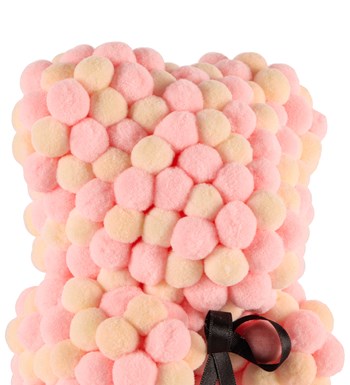 Little Teddy Pompom Bear - Pembe ve Krem Ponpon Ayıcık