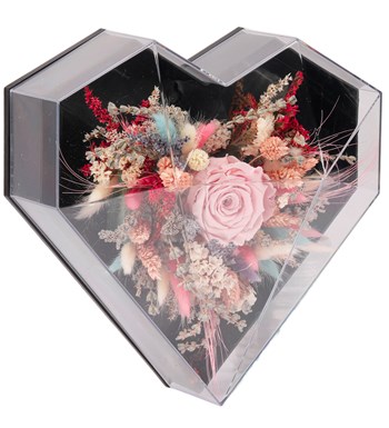 Love Box - Kalp Kutuda Pembe Solmayan Gül Tasarım