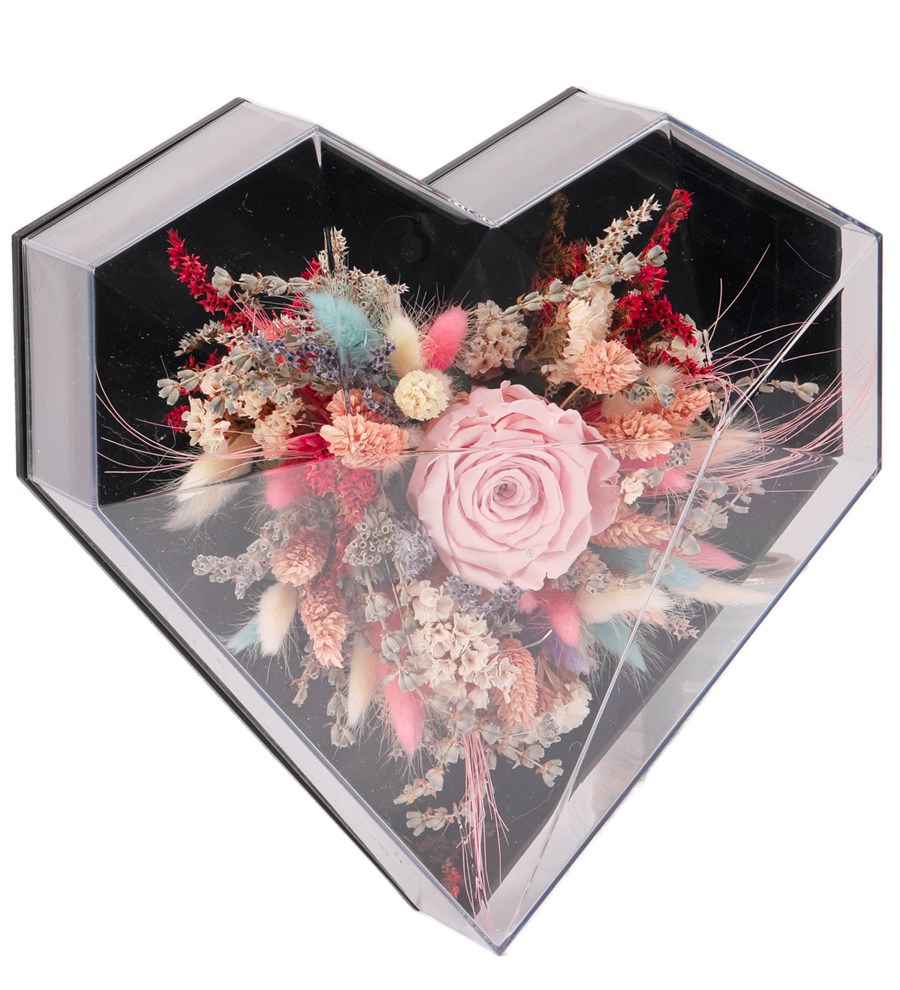 Love Box - Kalp Kutuda Pembe Solmayan Gül Tasarım