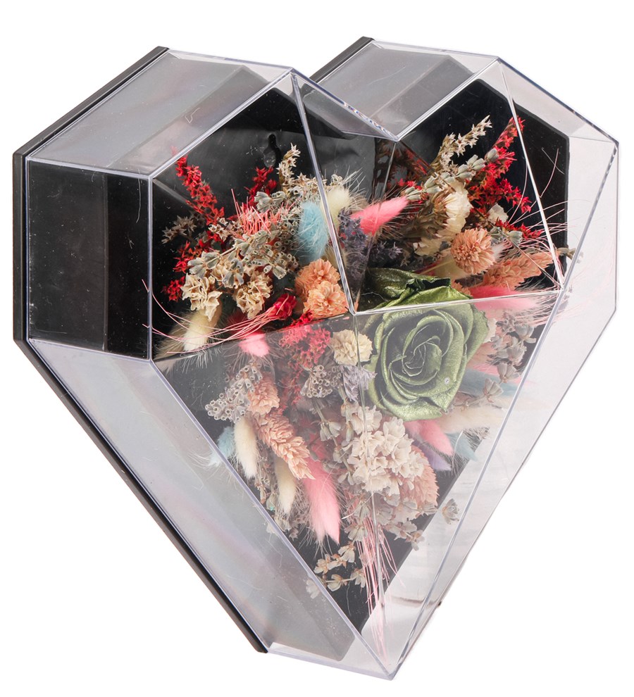 Love Box - Kalp Kutuda Dark Silver Green Solmayan Gül Tasarım