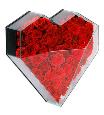 Love Box - Kalp Kutuda Kırmızı Mini Gül Tasarım