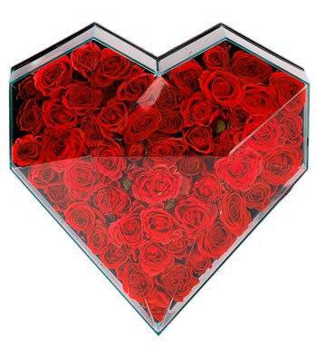 Love Box - Kalp Kutuda Kırmızı Mini Gül Tasarım