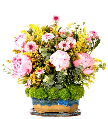 Art of Ceramic Series - Mix Şakayık (Peony) ve Krizantem Tasarım 