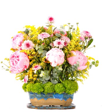 Art of Ceramic Series - Mix Şakayık (Peony) ve Krizantem Tasarım 
