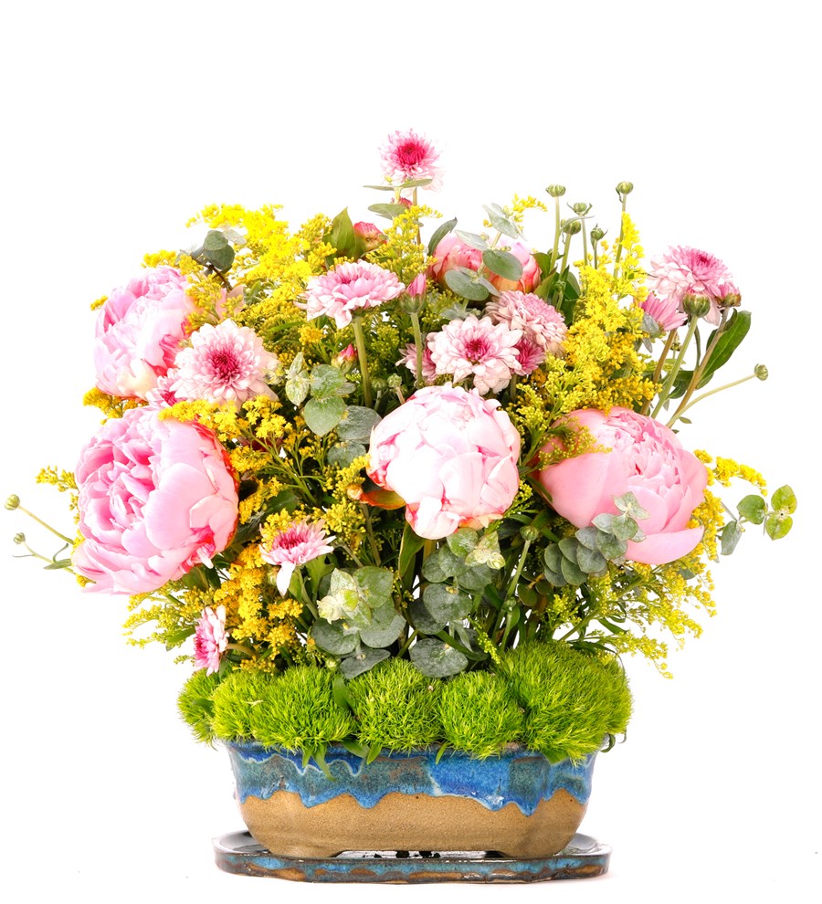 Art of Ceramic Series - Mix Şakayık (Peony) ve Krizantem Tasarım 