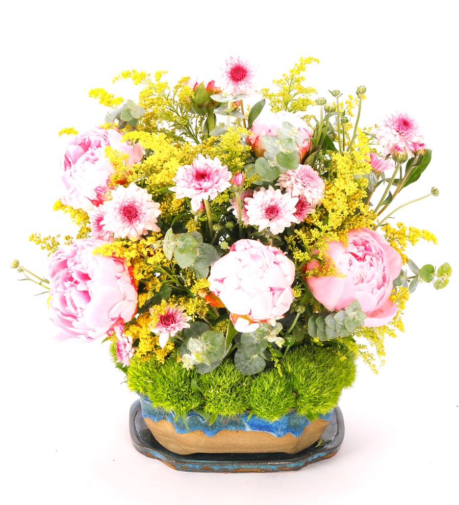 Art of Ceramic Series - Mix Şakayık (Peony) ve Krizantem Tasarım 