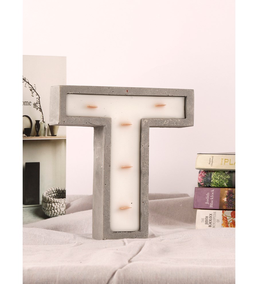 %100 Doğal Soya Wax Kişiye özel Büyük T Harfi Mum – Sandal wood