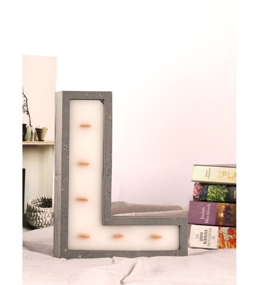 %100 Doğal Soya Wax Kişiye özel Büyük L Harfi Mum – Sandal wood