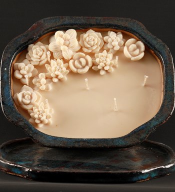 Doğal Soya Wax Art of Seramik Serisi Sukulent Tasarım Mum