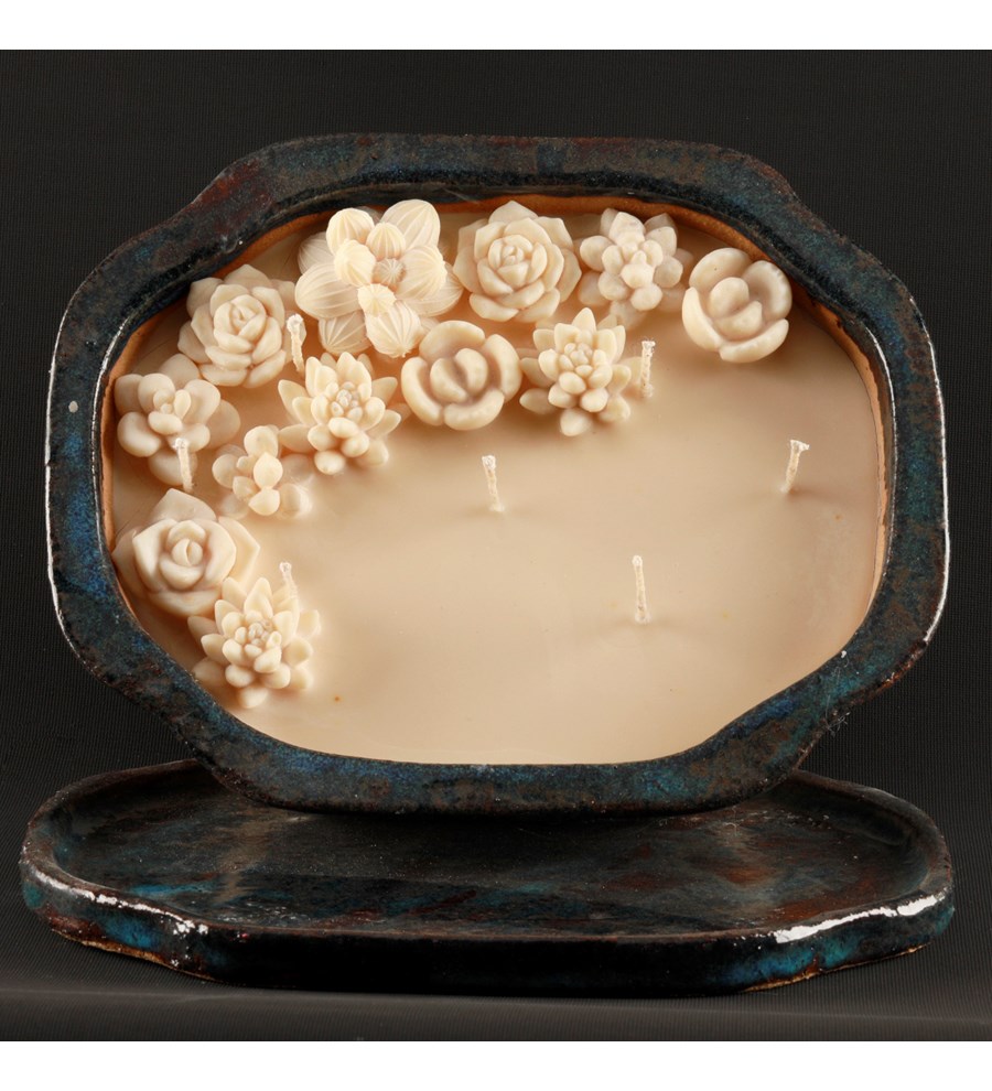 Doğal Soya Wax Art of Seramik Serisi Sukulent Tasarım Mum