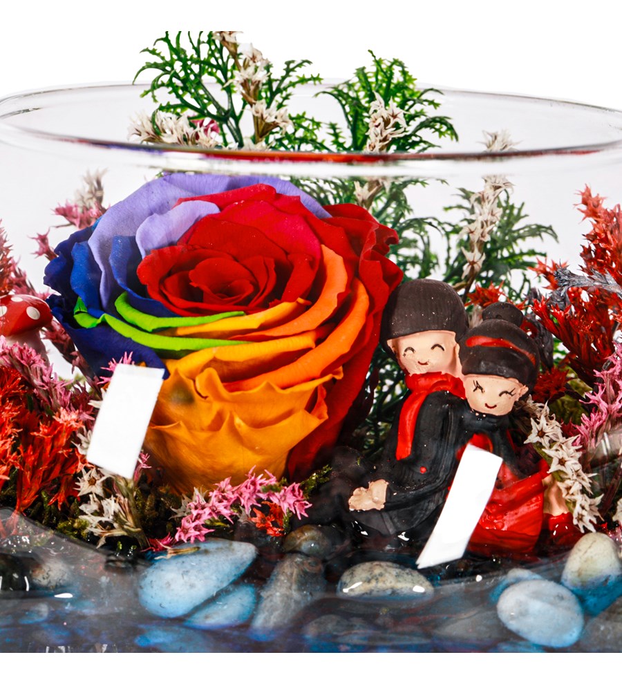 Love Göl Kenarında Dark Rainbow Solmayan Gül Teraryum